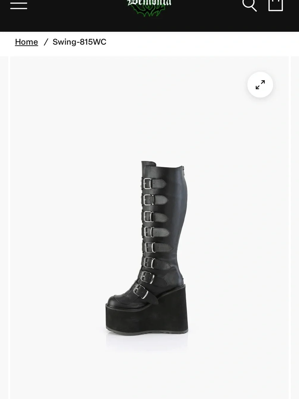 Black Demonia Swing815WC Wide Calf Platform Knee-High Boot